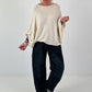 Oversized Pullover mit raffinierten Details - creme