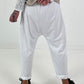 Baggy Hose mit dekorativem Tuch - weiss