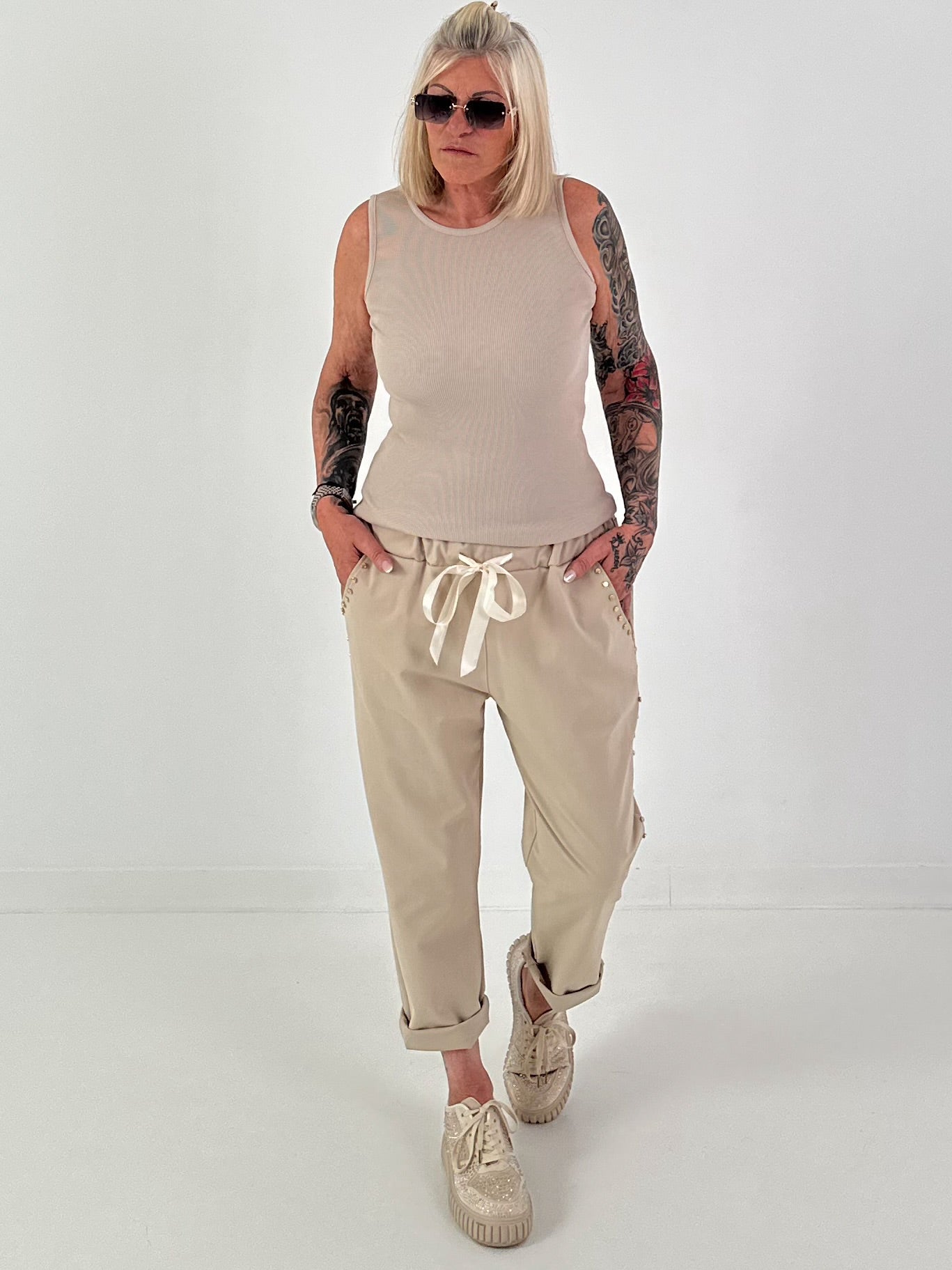 Ripp Tank Top  - beige