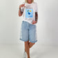 T-Shirt mit Blue-Lagoon Print - weiss