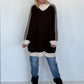 Oversized Long-Strickjacke mit Streifen - mokka-beige