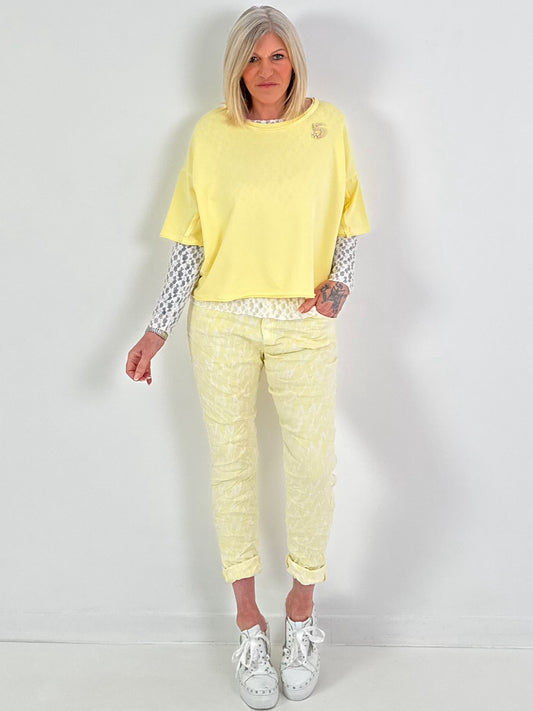 Overhemd met broche - geel