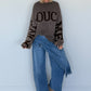Oversized Strickpullover Dont Touch Me - taupe-mokka