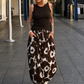 Leichte Pumphose mit floralem Print  - mokka - weiss