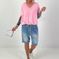 Shirred Hem T-shirt - pink
