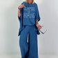 Oversized Hooded Denim Shirt - Dark Blue