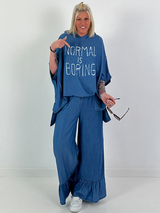 Oversized Jeansshirt mit Kapuze - dunkelblau