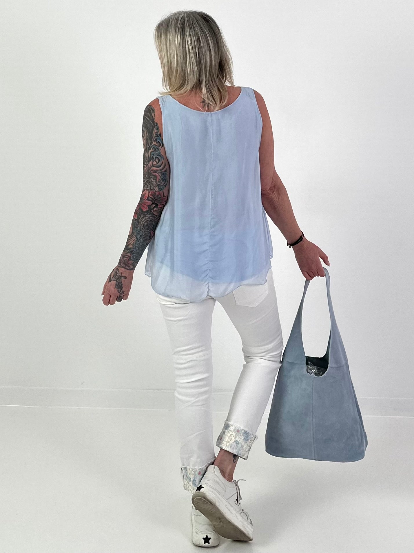 Seiden Top - hellblau