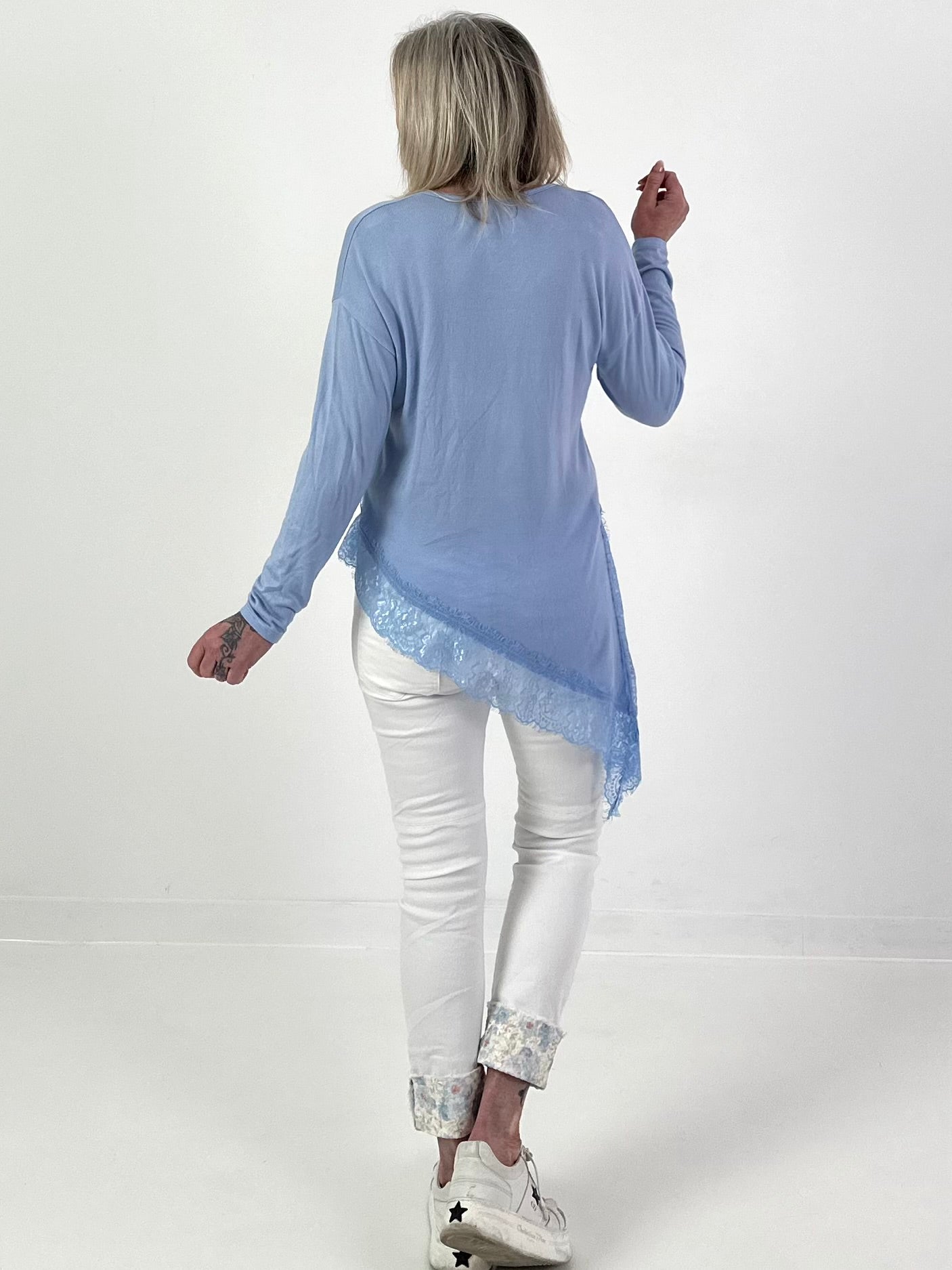 Feinstrick Pullover - hellblau