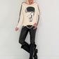Sweater Skull with rhinestone details and cut-outs - beige