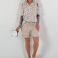 Linen Shirt with Off-Shoulder Cut-Outs Leo - beige
