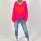Oversized trui model "Heart Flair" - neonroze