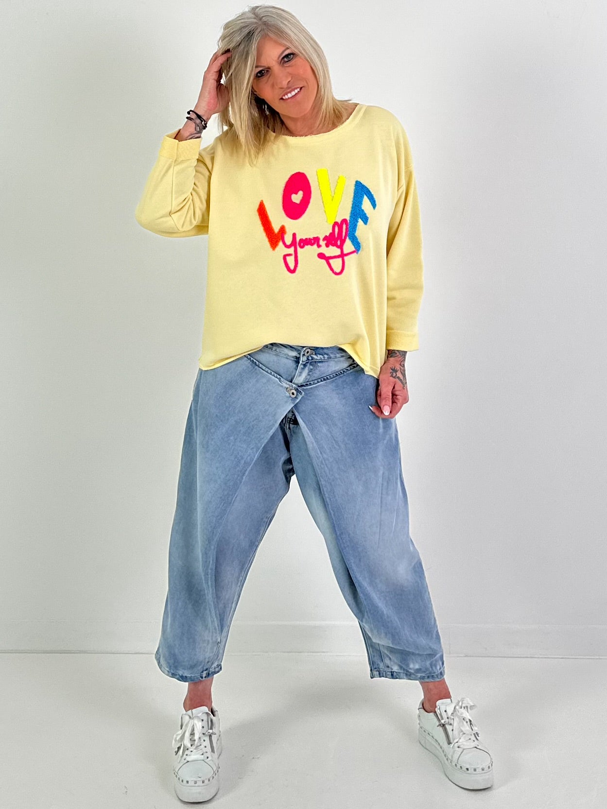 Sweater model "Love yourself" - yellow