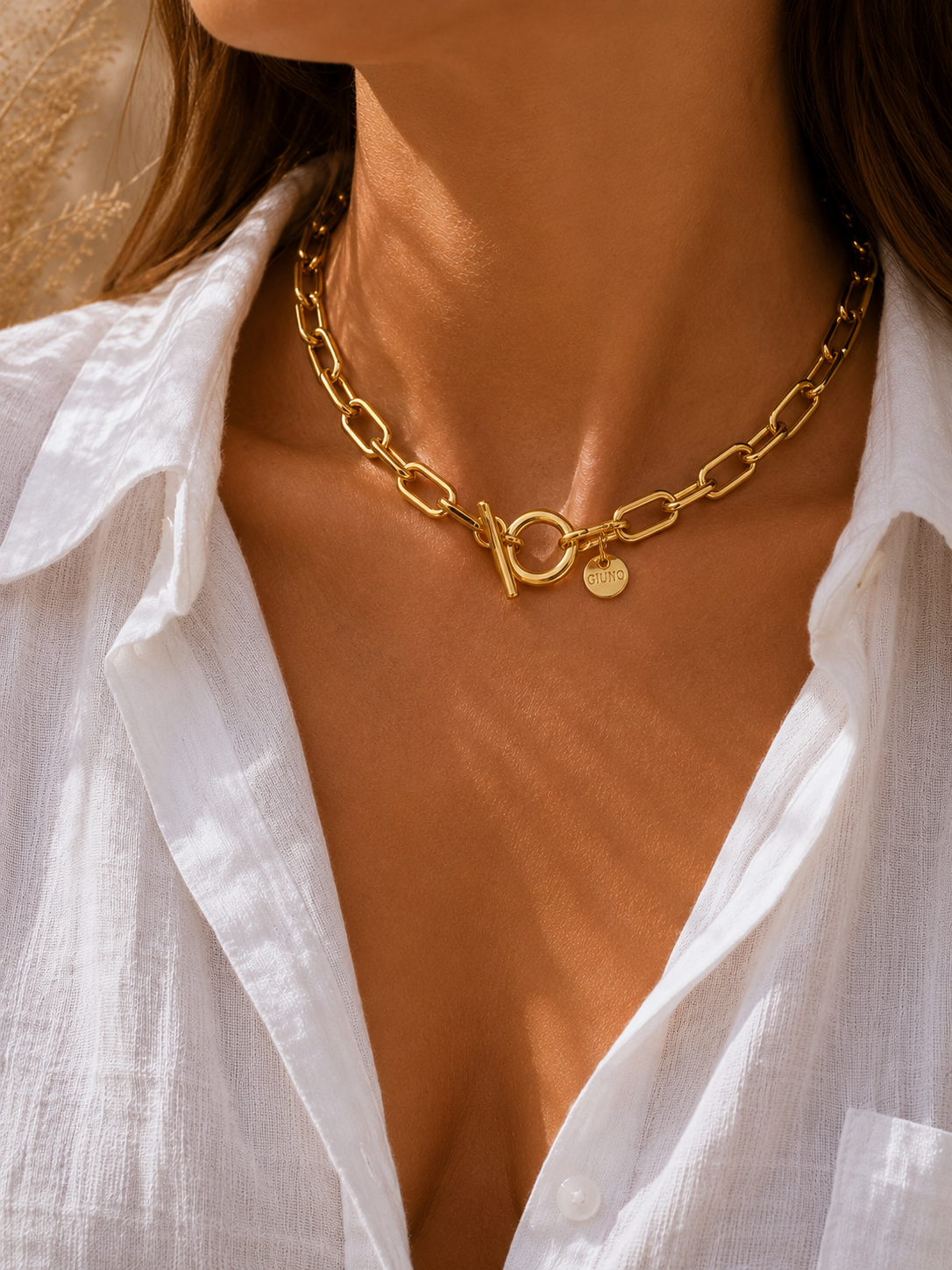 Giuno Gliederkette mit extravagantem Verschluss - gold