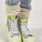 High-top sneaker model "Cat Boost" - silver-neon yellow