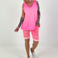 Fringe top - neon pink