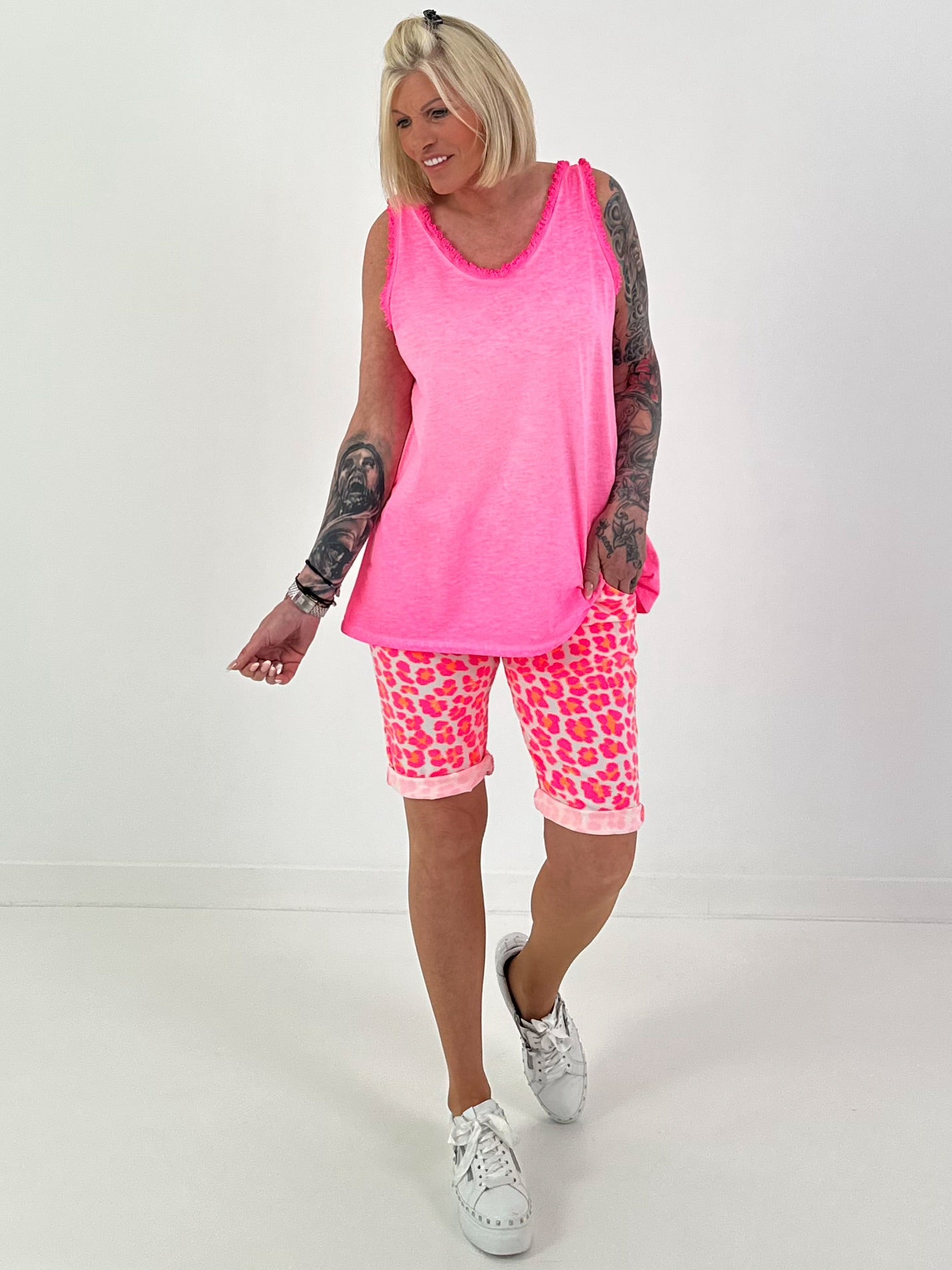 Fringe top - neon pink