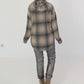 Checked shirt jacket with hood - beige-grey-multi-coloured