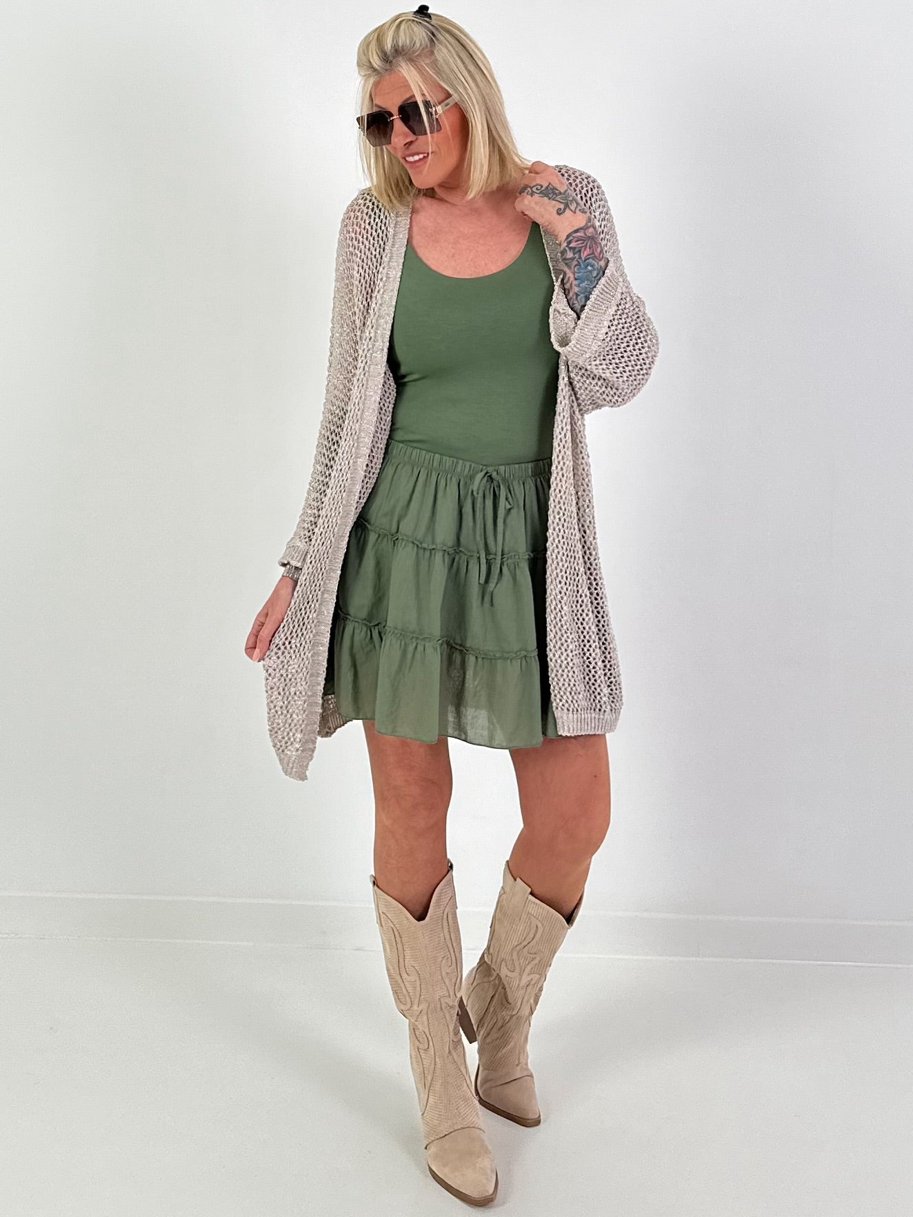 Crochet jacket with Lurex - beige
