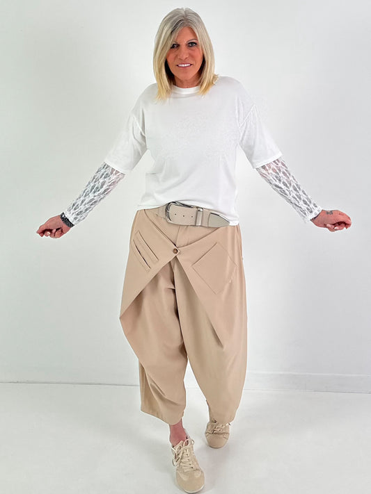 Shirt mit Spitzenärmeln - weiss