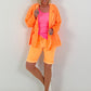 Shorts with Tie Waist - Neon Orange