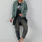 Jacke mit Rückenprint - salbei