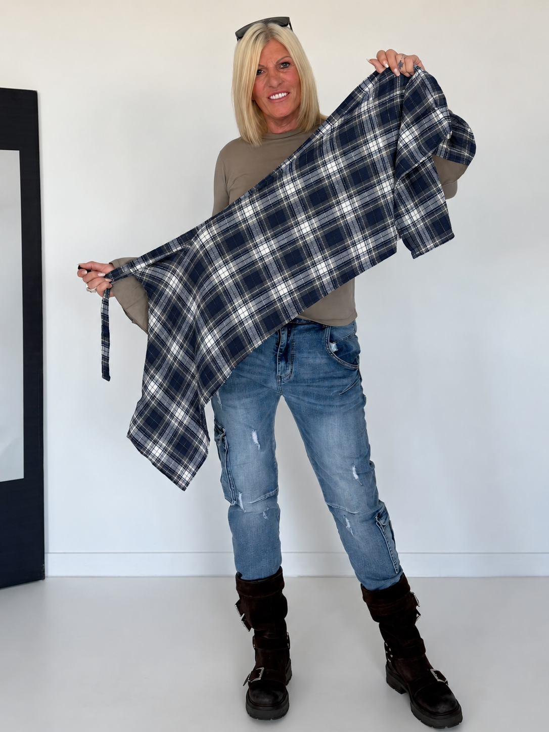 Waist Wrap im Karomuster - -dunkelblau-weiss-mehrfarbig