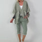 Leinen Poncho Jacke - salbei