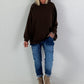 Lässiger Hoodie mit Statement Rückenprint "Pause" - mokka