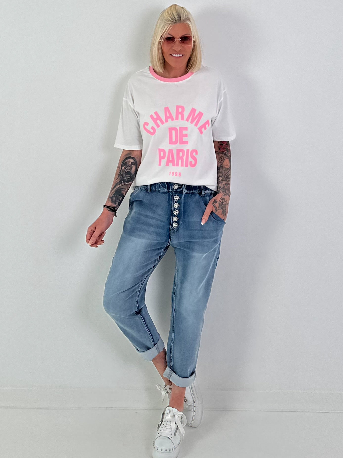 T-Shirt Charme - white-pink