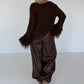 Kuschliger Pullover mit Fransen-Details - mokka