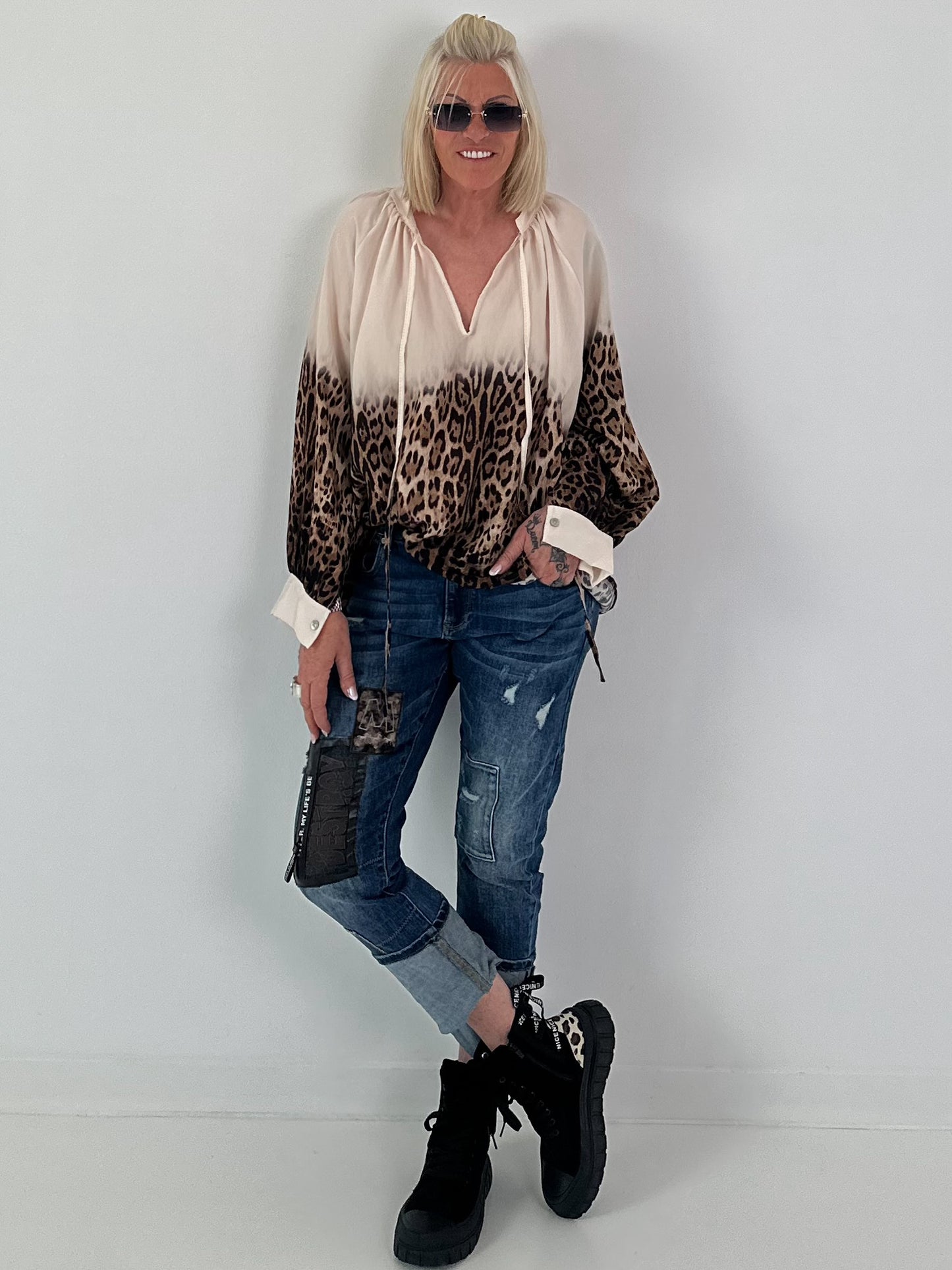 Tuniek met luipaardprint - luipaard-beige