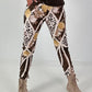 Hose in Wildleder-Optik mit Print Mix - leo - mokka