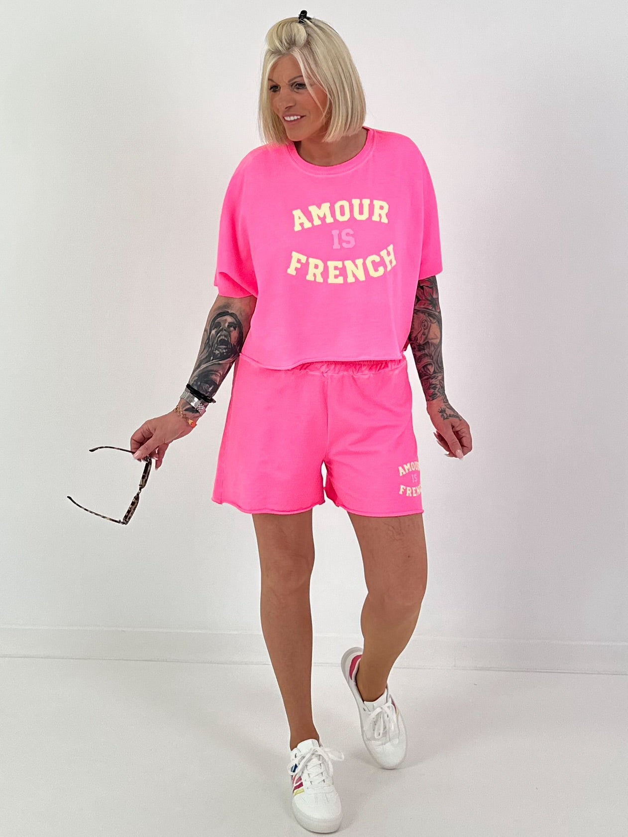 Two-piece set Amour - neon pink
