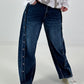Jeans with vertical button placket - denim