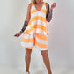 Two-piece with block stripes - white-neon orange