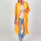 Lace coat in a material mix - neon orange