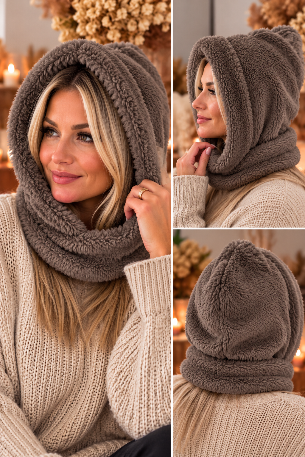 Fluffy Fur Balaclava - mocha