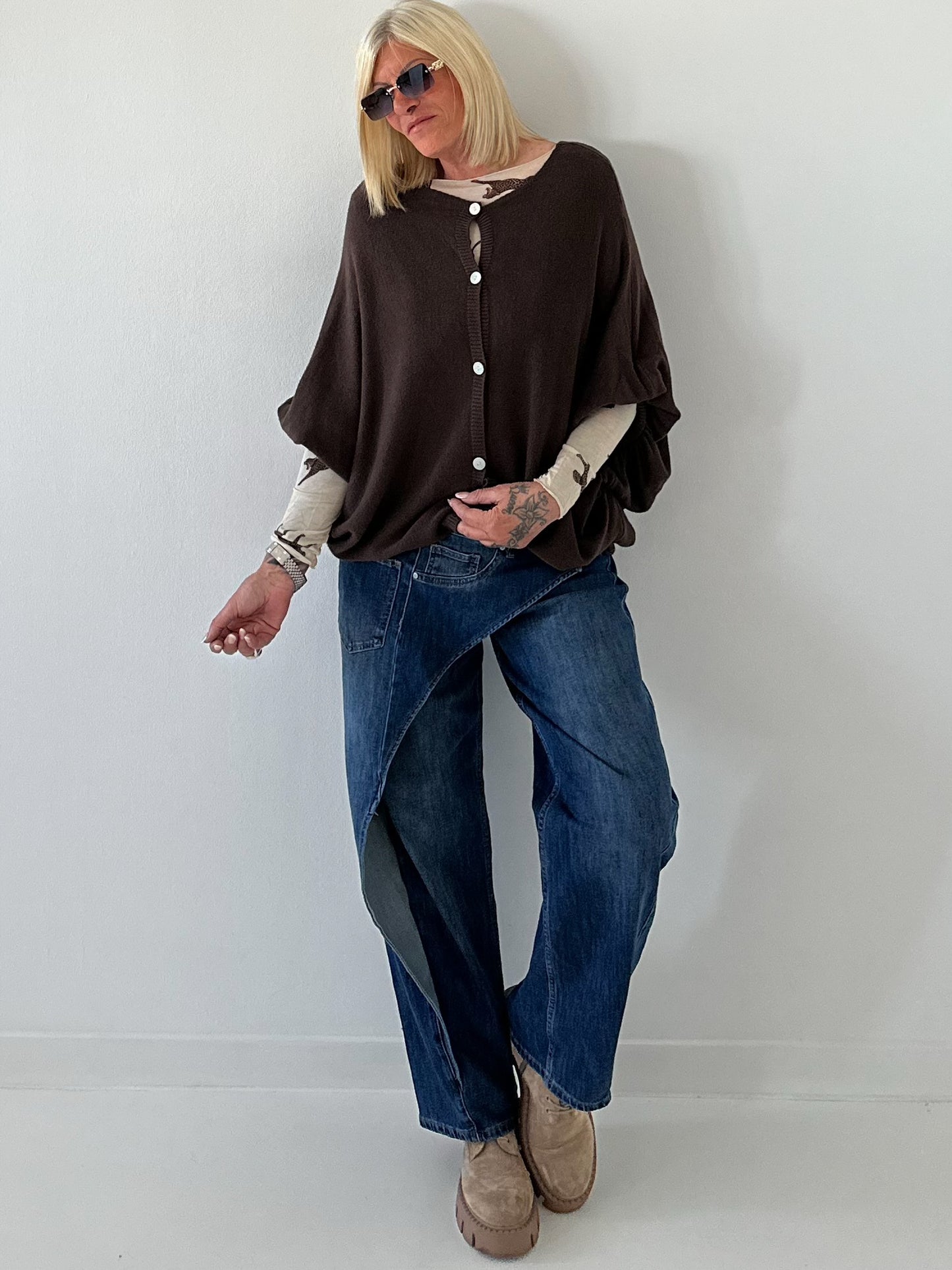 Stylische fake Fell Weste - schwarz