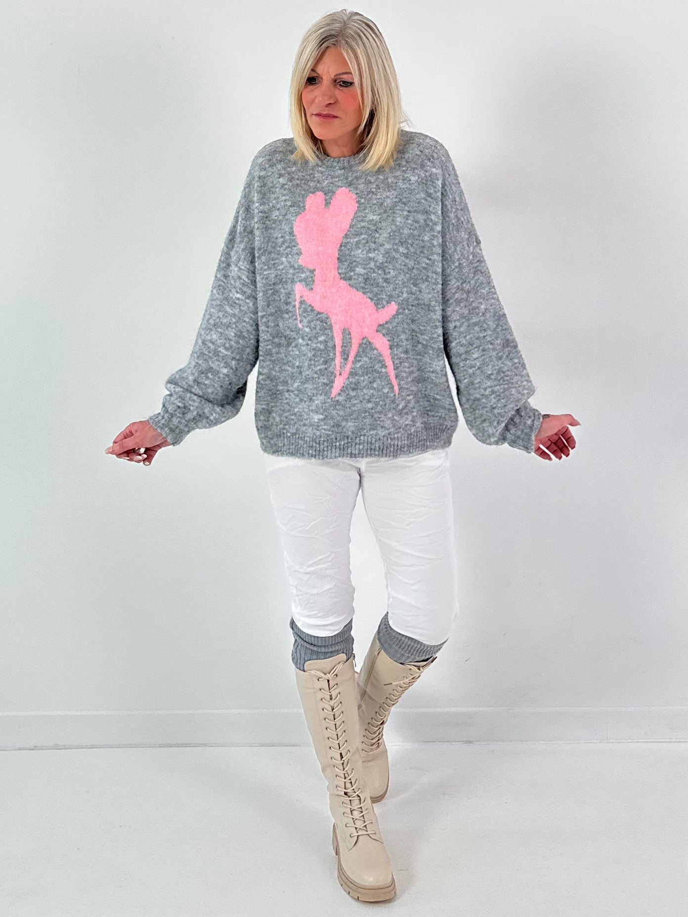 Sweater model "Nala" - gray-pink