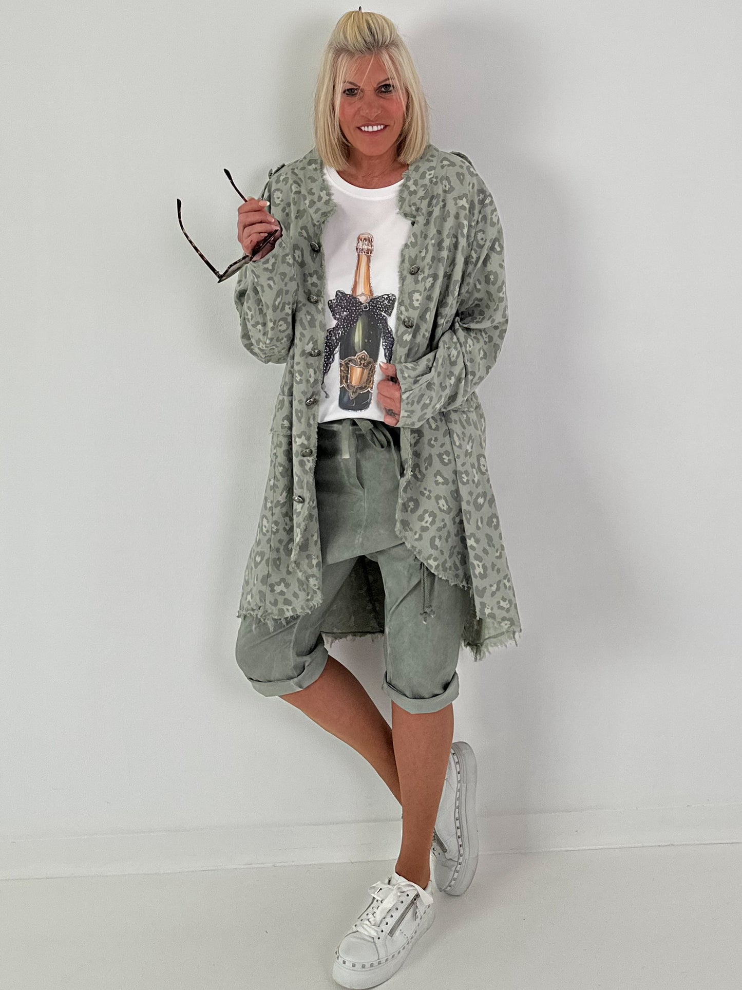 Oversized Leo Leinen Military Mantel - khaki