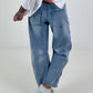 Jeans mit Ösen - denim