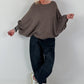 Oversized Pullover mit raffinierten Details - mokka