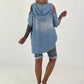 Jeansshirt mit Cut-Outs und Kapuze- hellblau