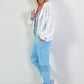 Trousers with mesh insert - light blue