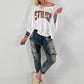 Strick Shirt mit Leo-Print - weiss