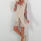 Top with cut-out and asymmetrical hem - beige