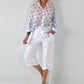 Transparent Tunic with Ruffle Sleeves - white