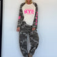 Sweater with camouflage sleeves and 3D print - beige-taupe-multicolored