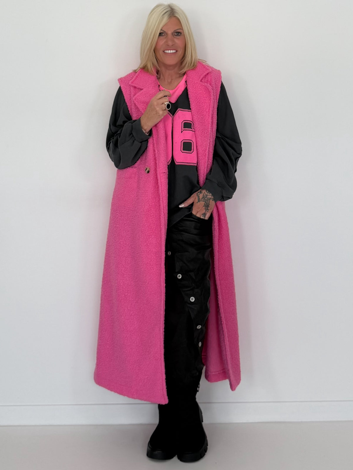 Bouclé Longweste - candypink